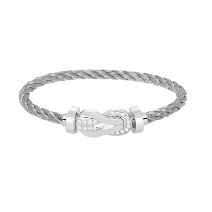 [Azure Tears]LARGE 8-FIGURE BUCKLE HALF DIAMOND BRACELET - WHITE GOLD