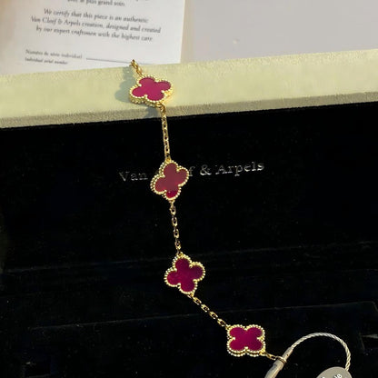 [Azure Tears Jewelry]NEW CLOVER 5 MOTIFS PINK ENAMEL BRACELET