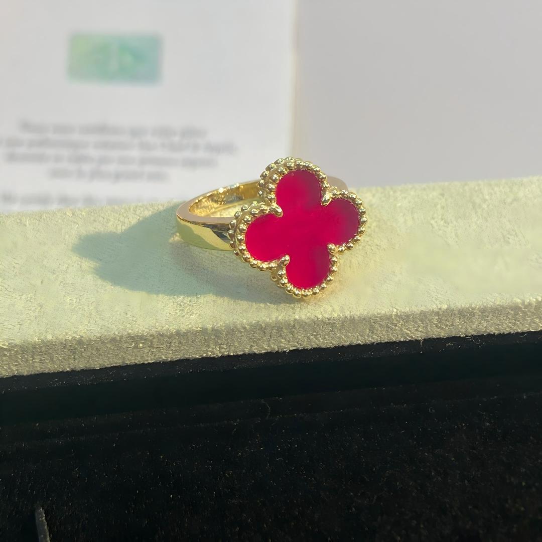 [Azure Tears Jewelry]NEW CLOVER PINK ENAMEL RINGS
