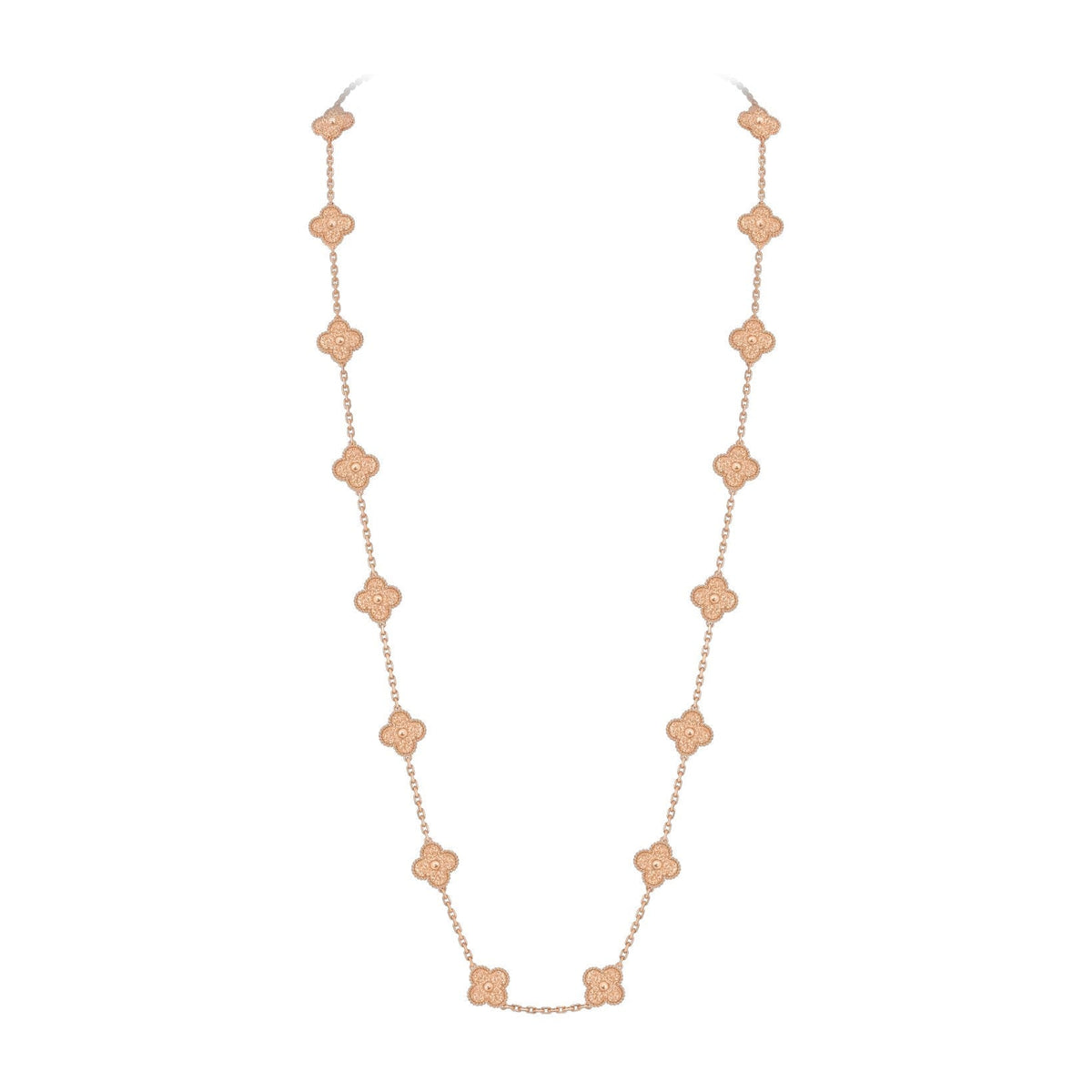 [Azure Tears]CLASSIC 20-MOTIF LUCKY CLOVER LONG NECKLACE ROSE GOLD COLLECTION