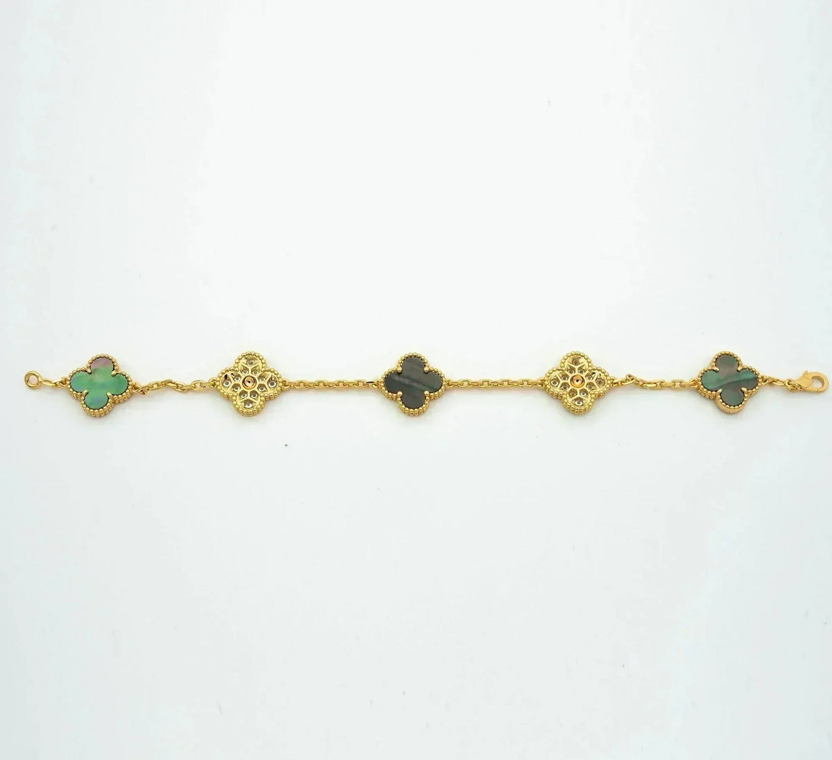 [Azure Tears]LUCKY CLOVER 5-MOTIF BRACELET - GREY MOTHER-OF-PEARL COLLECTION