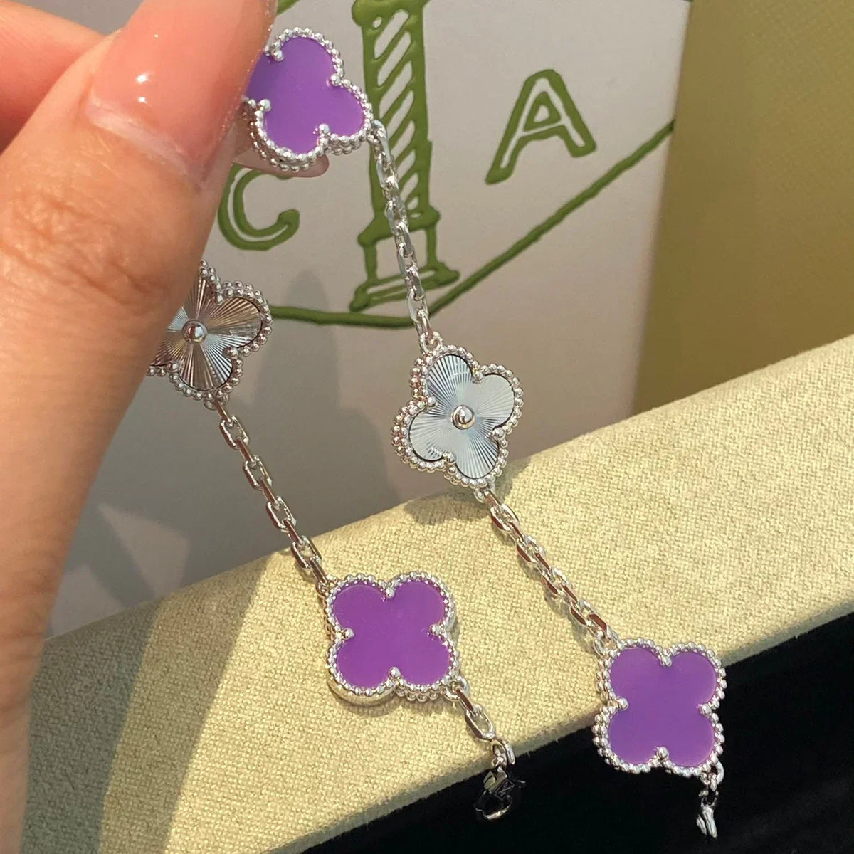 [Azure Tears]LUCKY CLOVER 5-MOTIF-ARMBAND – VIOLET COLLECTION