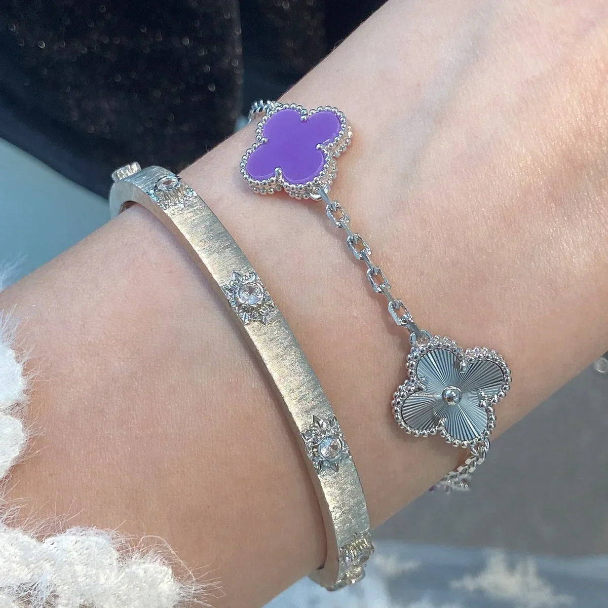 [Azure Tears]LUCKY CLOVER 5-MOTIF-ARMBAND – VIOLET COLLECTION