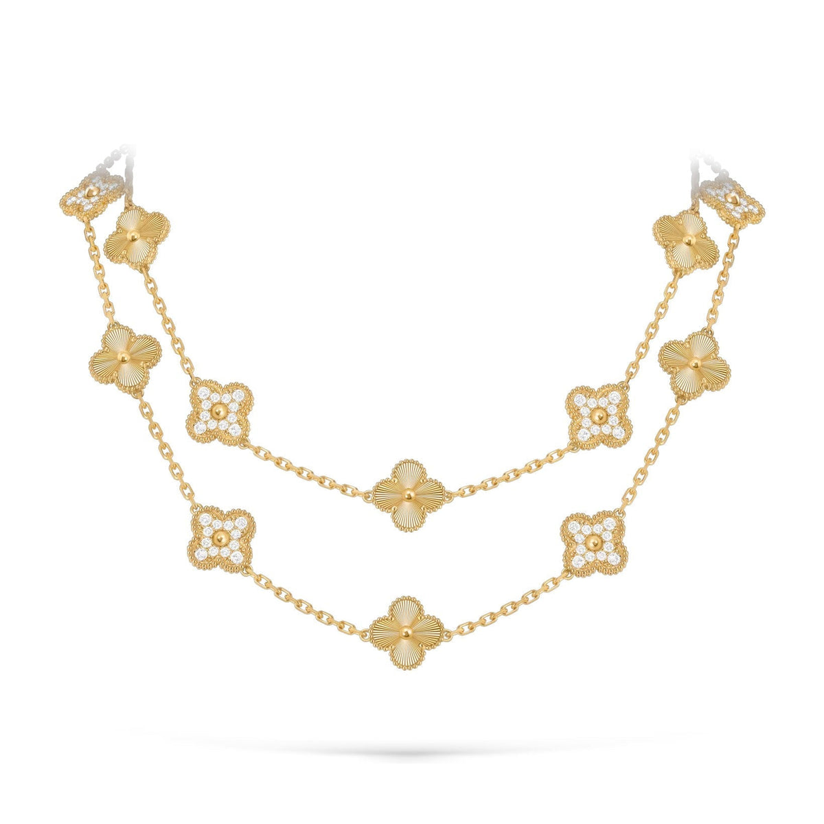 [Azure Tears]CLASSIC 20-MOTIF LUCKY CLOVER LONG NECKLACE GOLD COLLECTION