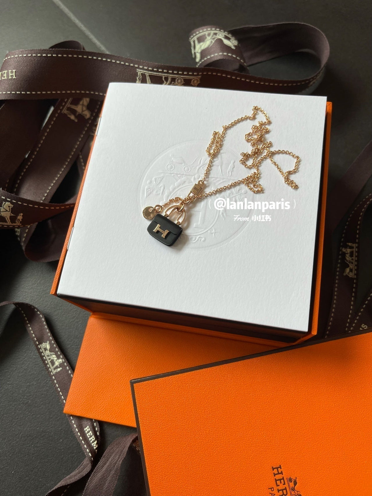 [Azure Tears]CONSTANCE BLACK PEDANT ROSE GOLD HALSKETTE
