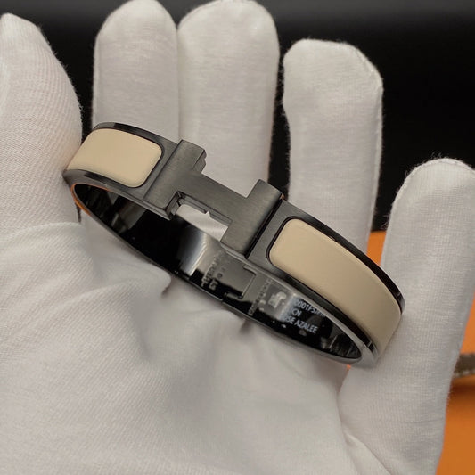 [Azure Tears]H ブレスレット 12MM ブラック ベージュ セラミック