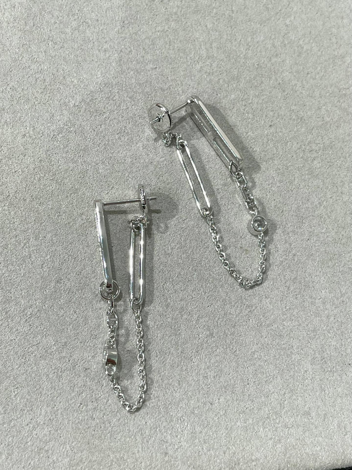 [Azure Tears]CHAINE CHAOS DIAMOND DROP EARRINGS