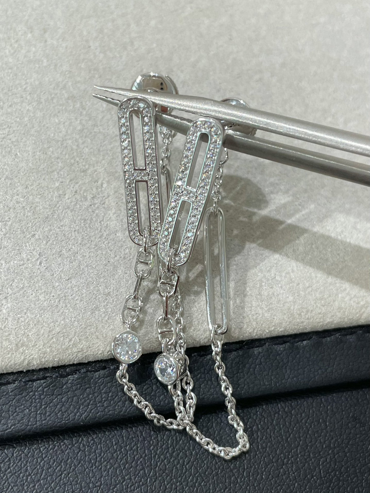 [Azure Tears]CHAINE CHAOS DIAMOND DROP EARRINGS