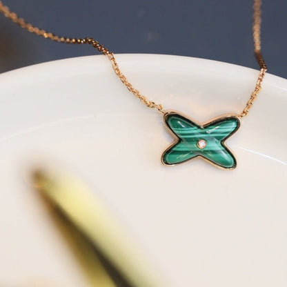 [Azure Tears]JEUX MALACHIT 1 DIAMANT ROSEGOLD HALSKETTE