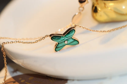 [Azure Tears]JEUX MALACHIT 1 DIAMANT ROSEGOLD HALSKETTE