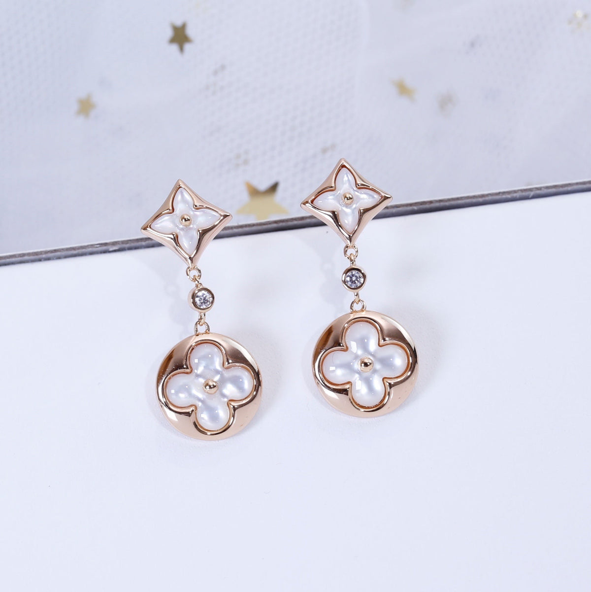 [Azure Tears]STAR AND SUN ROSE GOLD MOP DROP EARRINGS