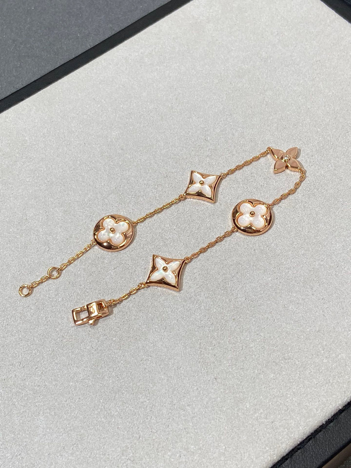 [Azure Tears]STAR AND SUN 5 MOTIF MOP ROSE GOLD BRACELET