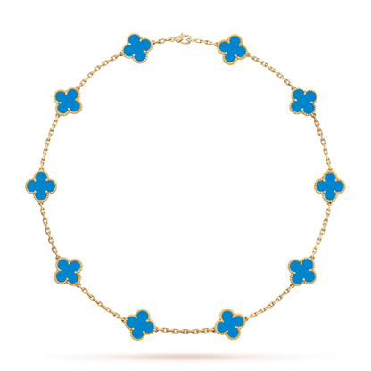 [Azure Tears]KLASSISCHES GLÜCKLICHES 10-BLATT-KLEE-HALSKETTE GOLD KOLLEKTION