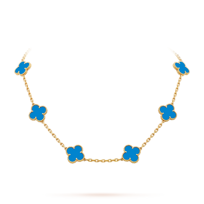 [Azure Tears]KLASSISCHES GLÜCKLICHES 10-BLATT-KLEE-HALSKETTE GOLD KOLLEKTION