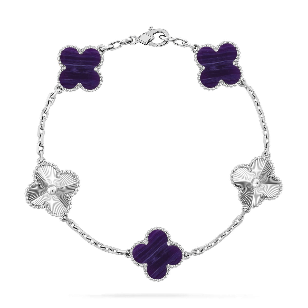 [Azure Tears]LUCKY CLOVER 5-MOTIF BRACELET - CHAROITE COLLECTION