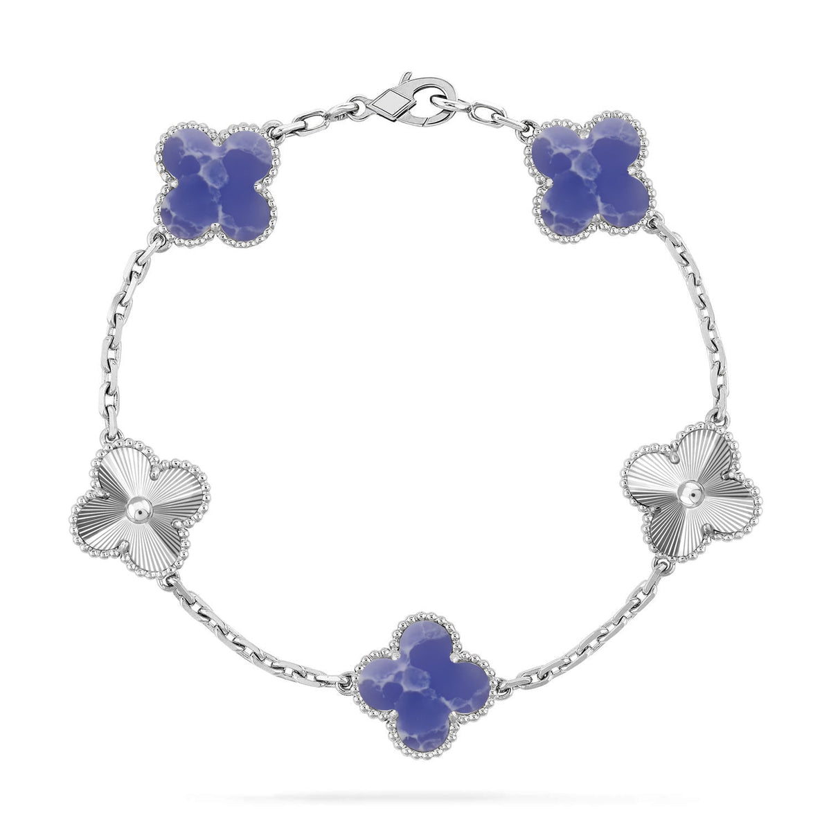 [Azure Tears]LUCKY CLOVER 5-MOTIF BRACELET - BLUE LARIMAR COLLECTION