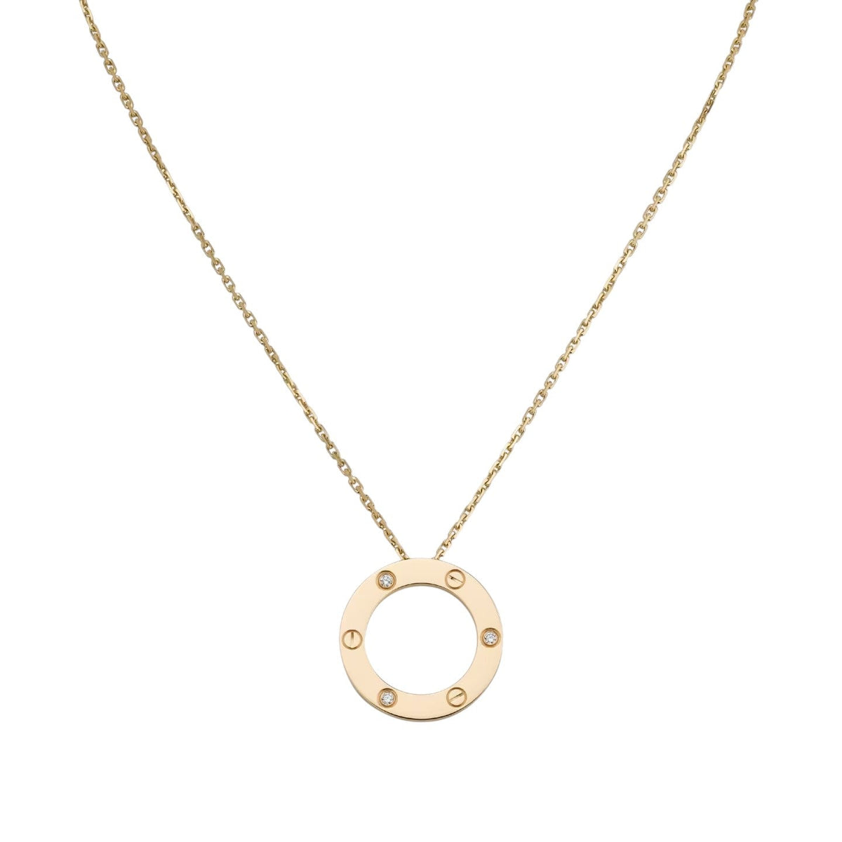 [Azure Tears]LOVE LARGE CIRCULAR PENDANT 3-DIAMOND NECKLACE
