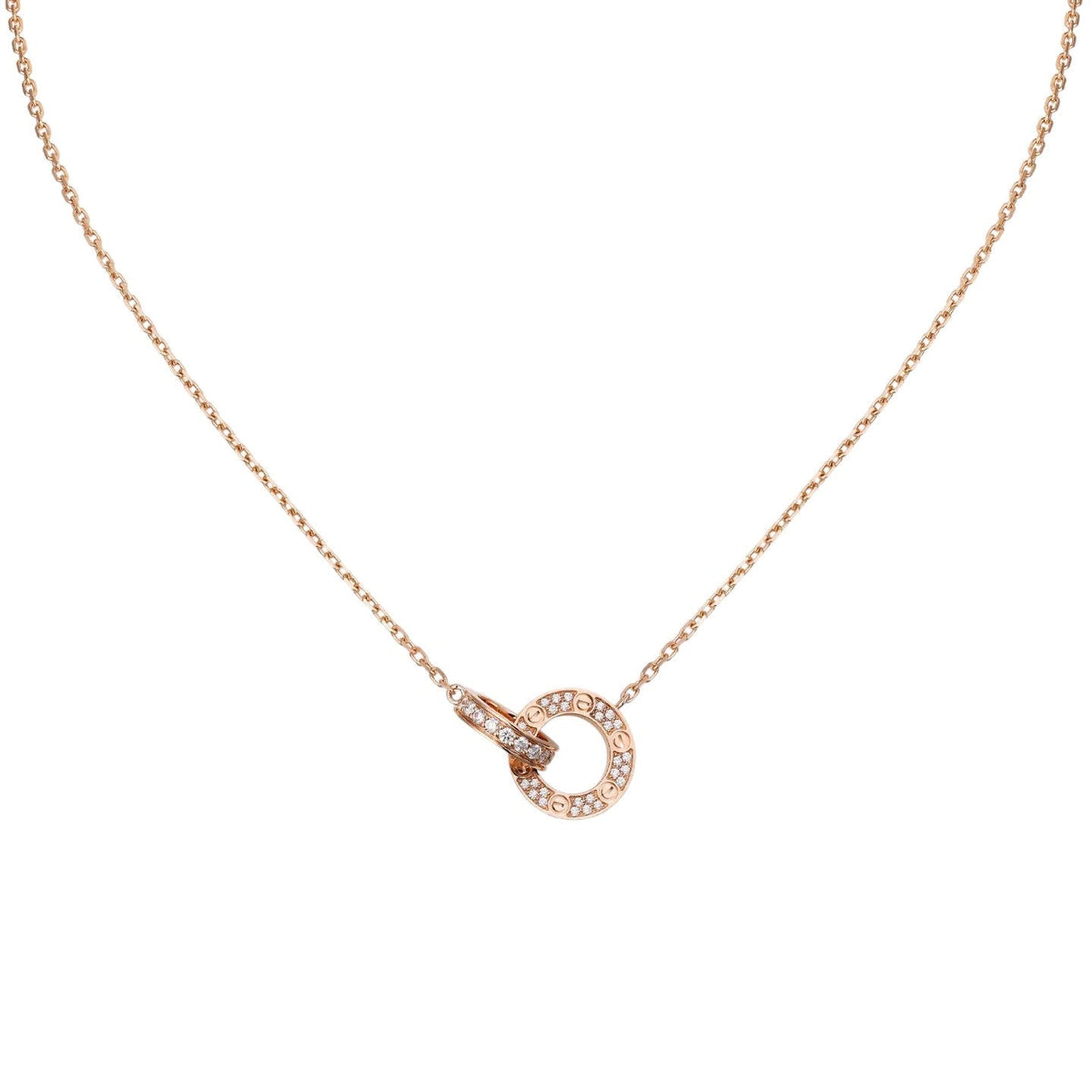 [Azure Tears]LOVE DOUBLE-RING PENDANT FULL-PAVÉ NECKLACE
