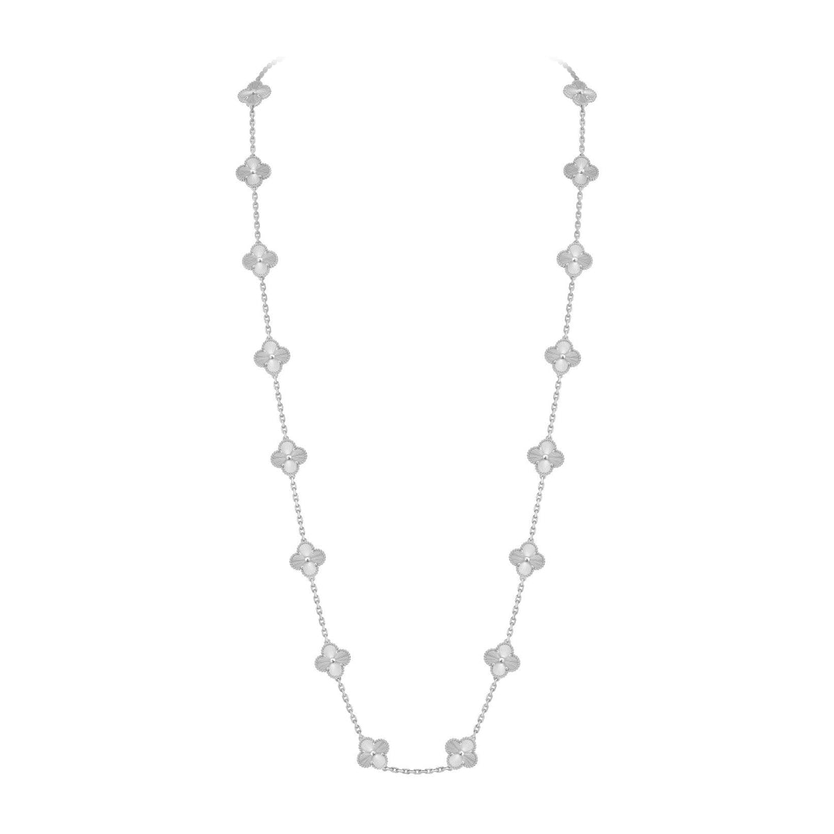 [Azure Tears]CLASSIC 20-MOTIF LUCKY CLOVER LONG NECKLACE WHITE GOLD COLLECTION