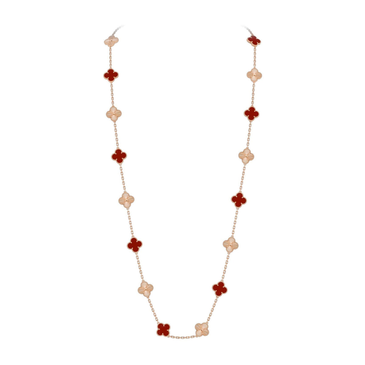 [Azure Tears]CLASSIC 20-MOTIF LUCKY CLOVER LONG NECKLACE ROSE GOLD COLLECTION