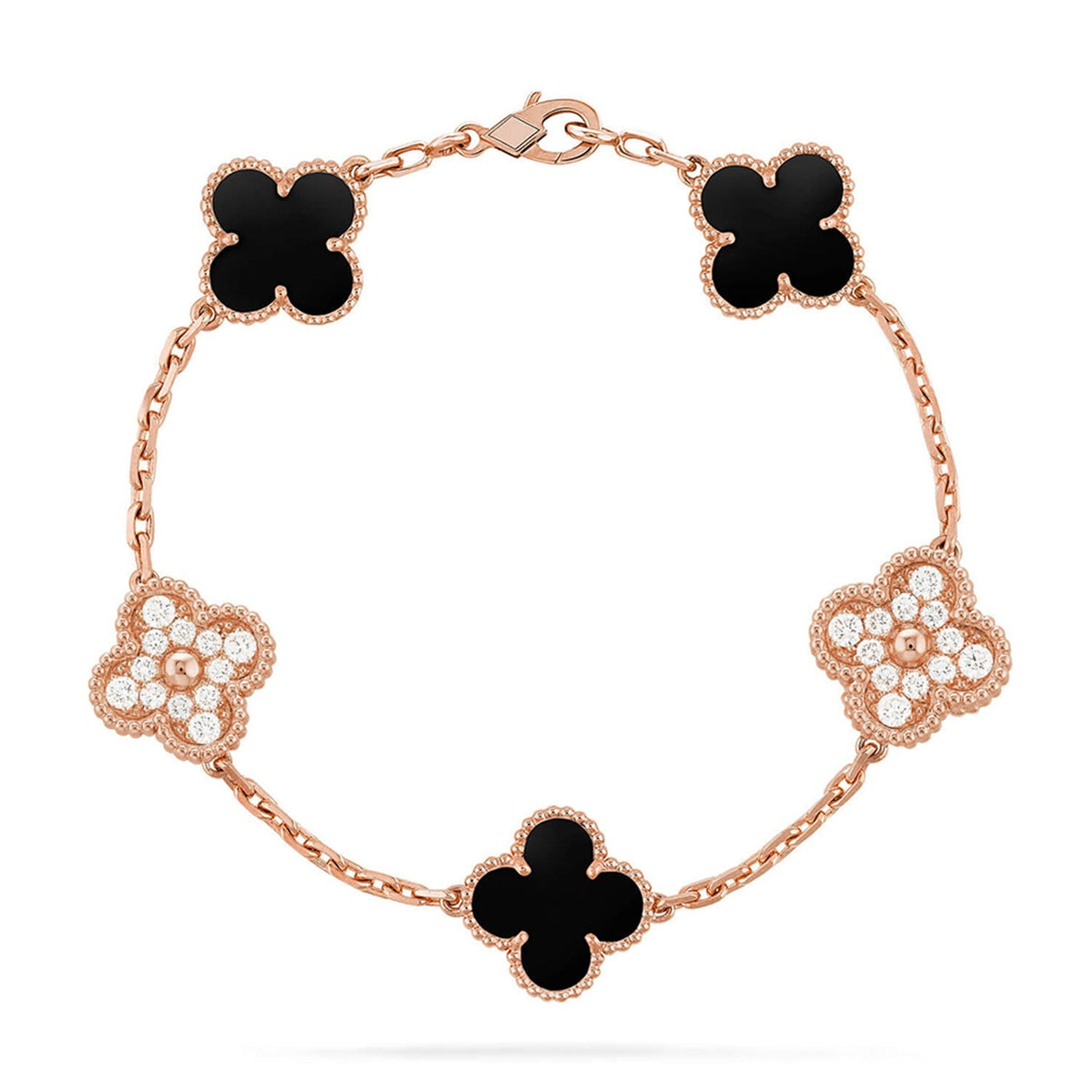 [Azure Tears]LUCKY CLOVER 5-MOTIF BRACELET - BLACK OXNY COLLECTION