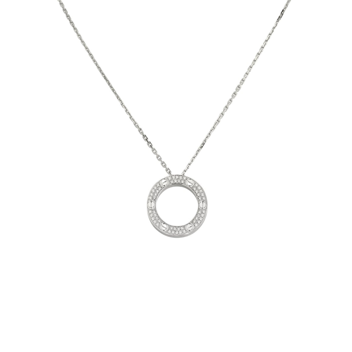 [Azure Tears]LOVE LARGE CIRCULAR PENDANT FULL-PAVÉ DIAMOND NECKLACE