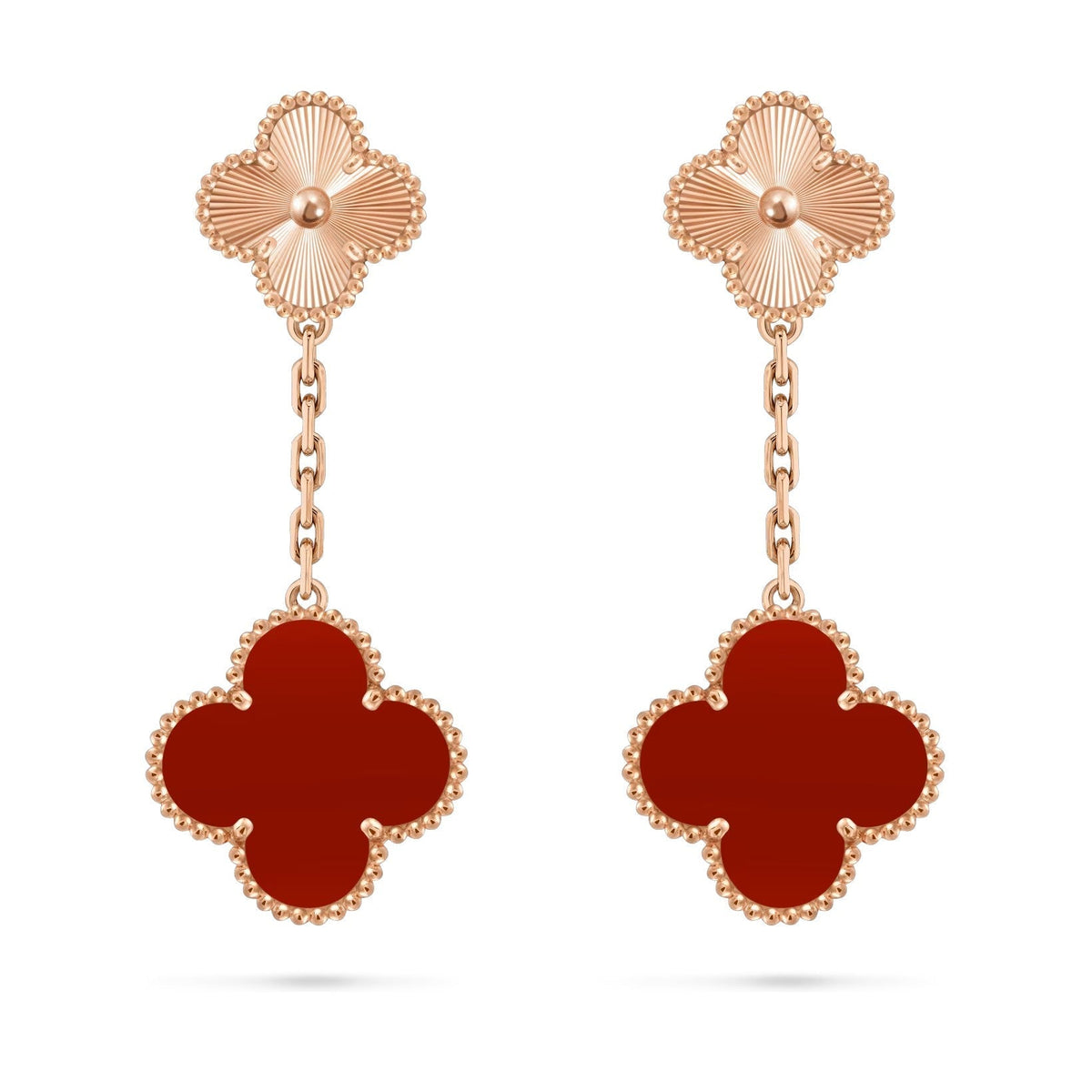 [Azure Tears]CLOVER DUAL-MOTIF STATEMENT STUD EARRINGS - DOUBLE-CHARM COLLECTION