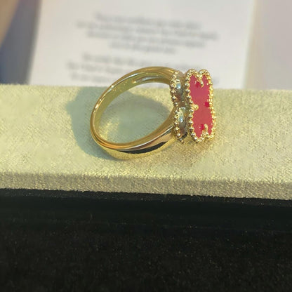 [Azure Tears Jewelry]NEW CLOVER PINK ENAMEL RINGS