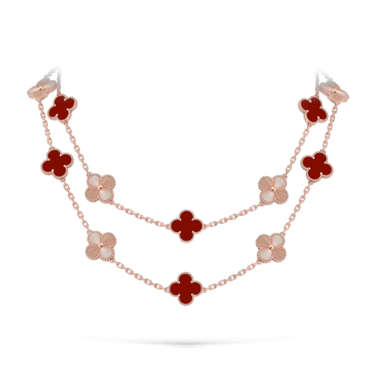 [Azure Tears]CLASSIC 20-MOTIF LUCKY CLOVER LONG NECKLACE ROSE GOLD COLLECTION