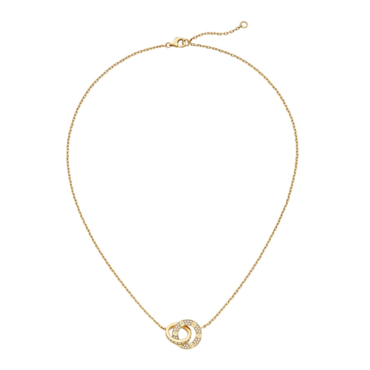 [Azure Tears]LOVE DOUBLE-RING PENDANT FULL-PAVÉ NECKLACE