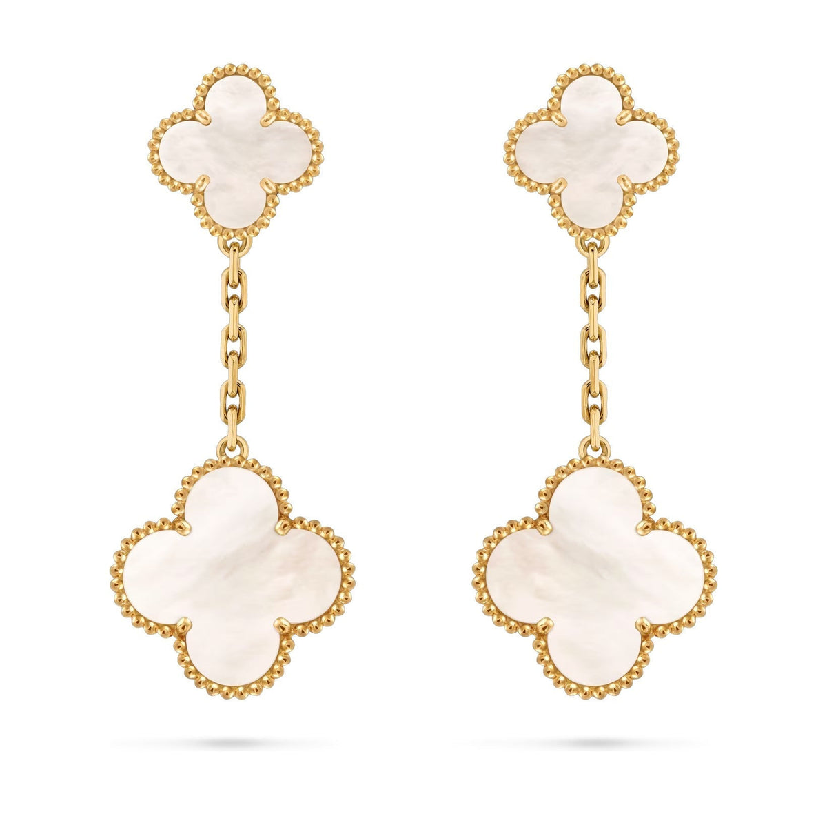 [Azure Tears]CLOVER DUAL-MOTIF STATEMENT STUD EARRINGS - DOUBLE-CHARM COLLECTION