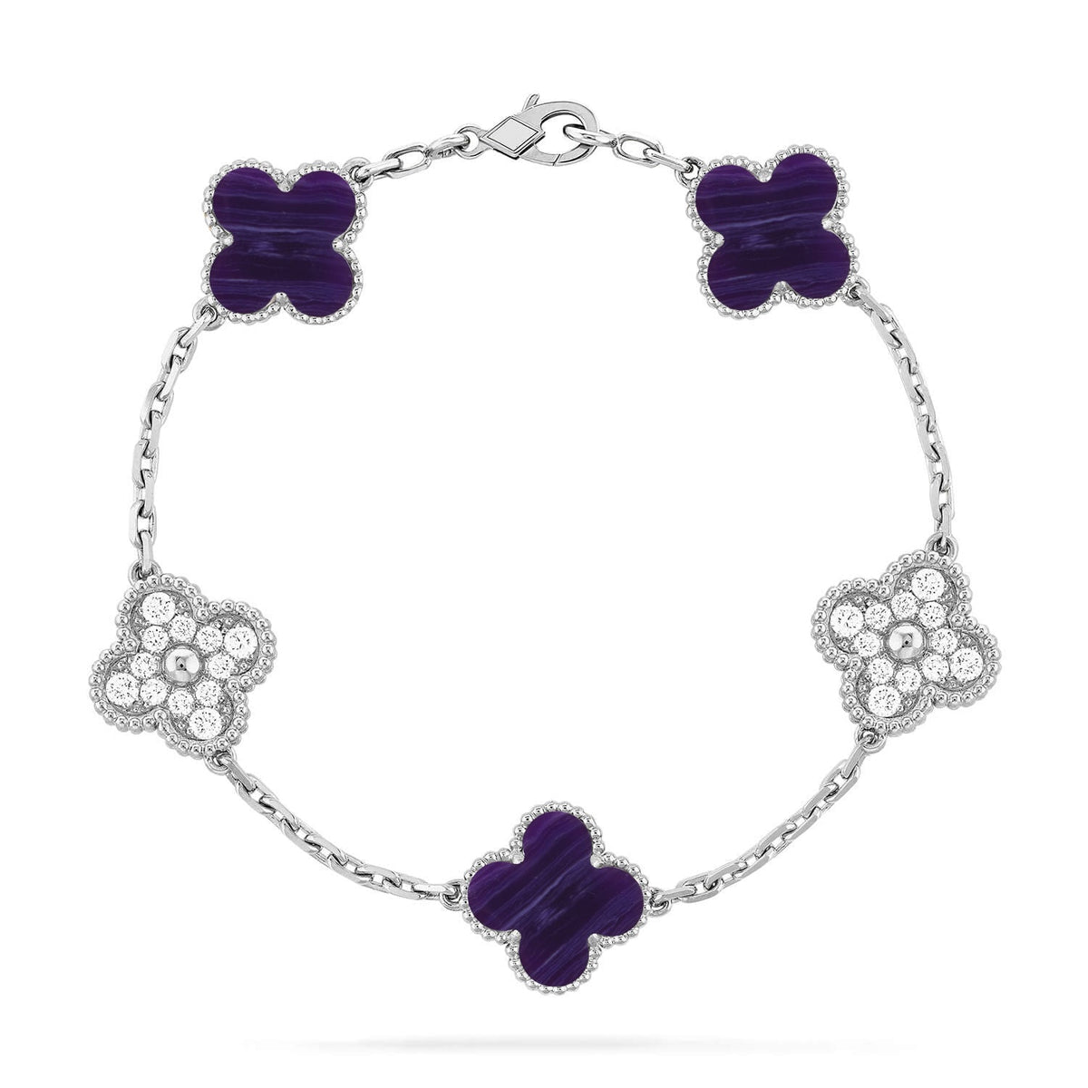 [Azure Tears]LUCKY CLOVER 5-MOTIF BRACELET - CHAROITE COLLECTION