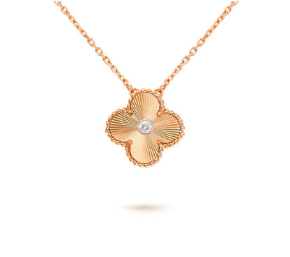 [Azure Tears]15MM CLOVER FLOWER DIAMOND PENDANT NECKLACE COLLECTION