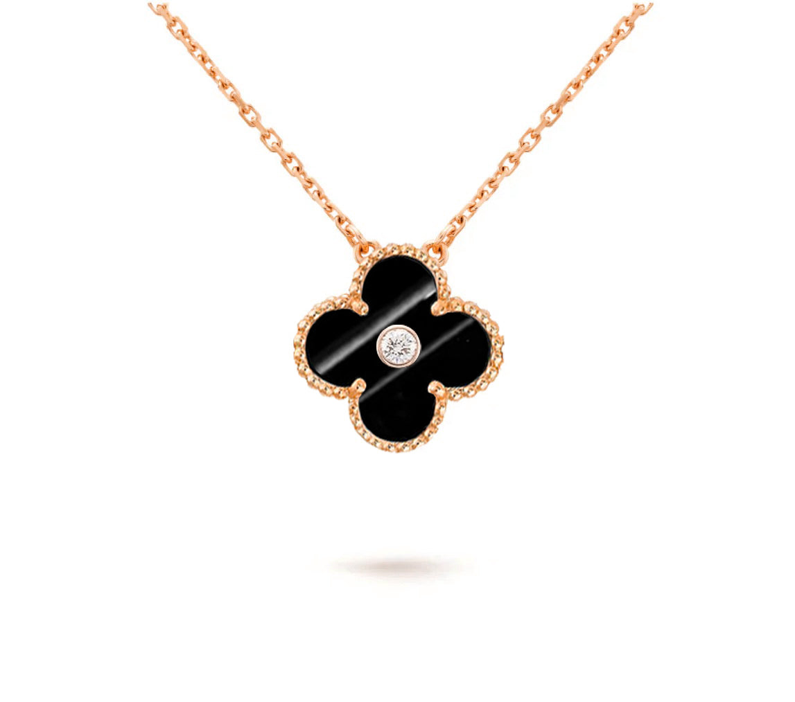 [Azure Tears]15MM CLOVER FLOWER DIAMOND PENDANT NECKLACE COLLECTION