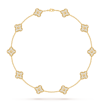 [Azure Tears]KLASSISCHES GLÜCKLICHES 10-BLATT-KLEE-HALSKETTE GOLD KOLLEKTION