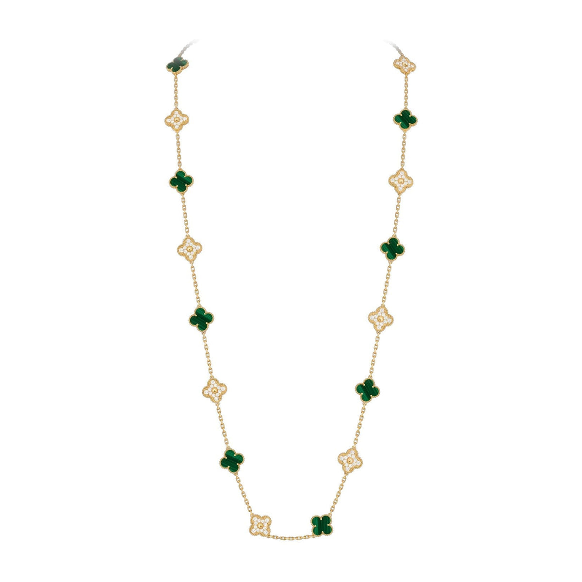 [Azure Tears]CLASSIC 20-MOTIF LUCKY CLOVER LONG NECKLACE GOLD COLLECTION