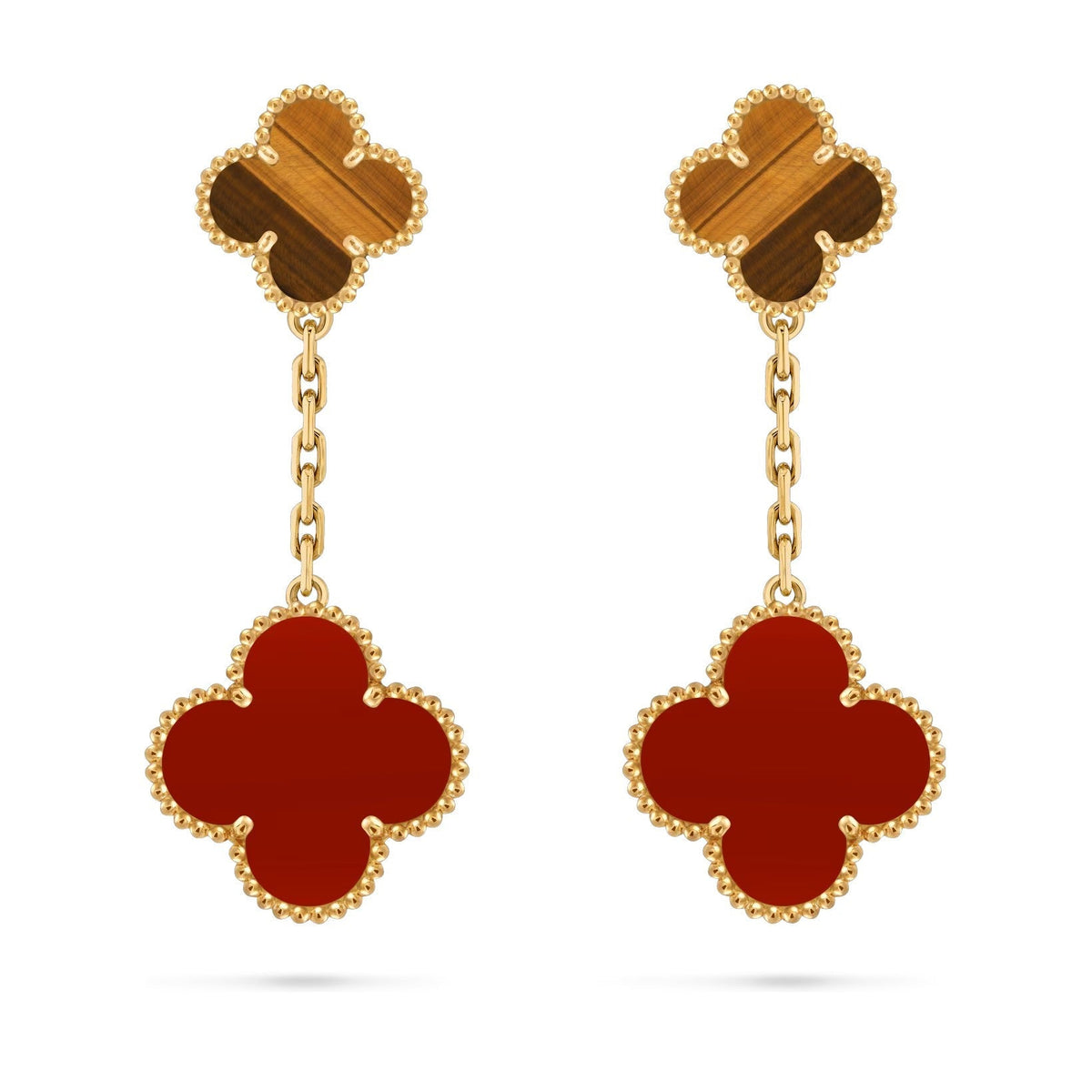 [Azure Tears]CLOVER DUAL-MOTIF STATEMENT STUD EARRINGS - DOUBLE-CHARM COLLECTION