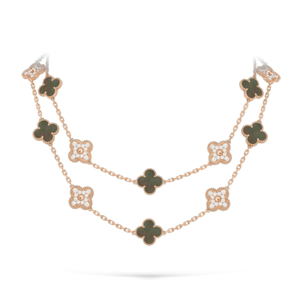 [Azure Tears]CLASSIC 20-MOTIF LUCKY CLOVER LONG NECKLACE ROSE GOLD COLLECTION