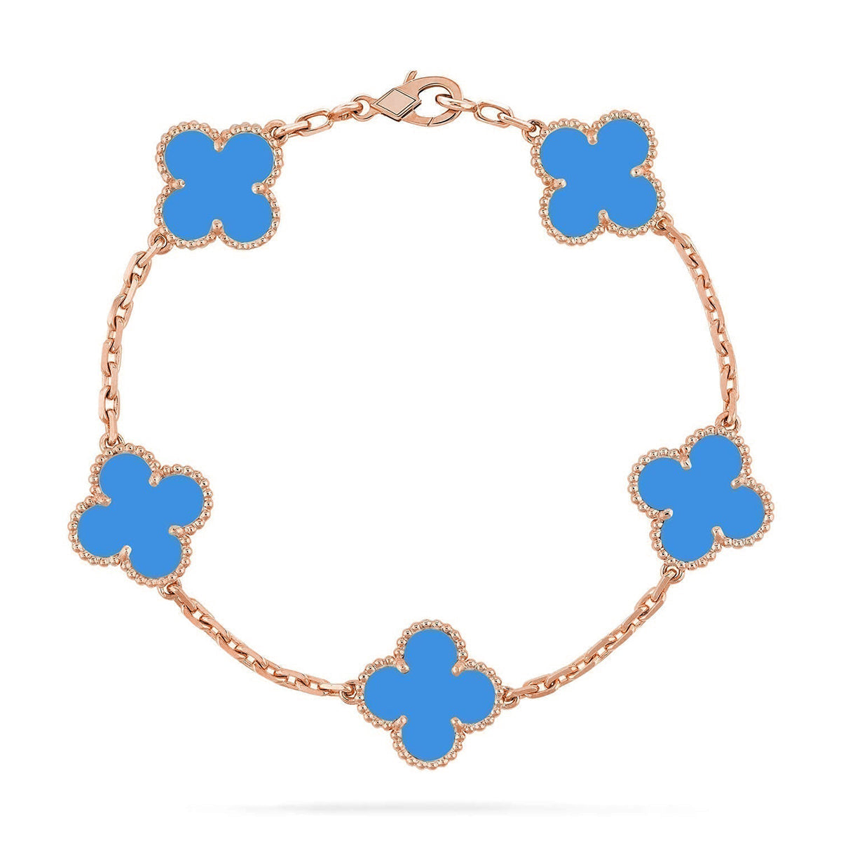 [Azure Tears]LUCKY CLOVER 5-MOTIV-ARMBAND – BLAUER ACHAT-KOLLEKTION