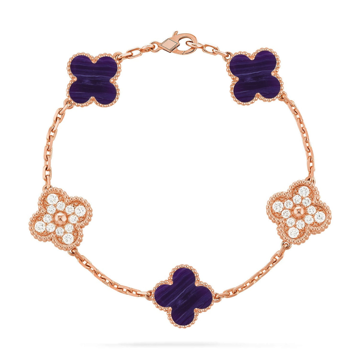 [Azure Tears]LUCKY CLOVER 5-MOTIF BRACELET - CHAROITE COLLECTION