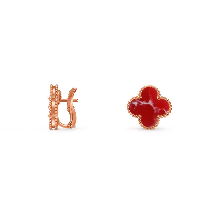 [Azure Tears]15MM CLOVER FLOWER STUD EARRINGS ROSE GOLD COLLECTION