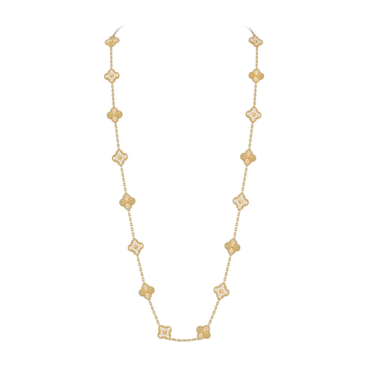 [Azure Tears]CLASSIC 20-MOTIF LUCKY CLOVER LONG NECKLACE GOLD COLLECTION