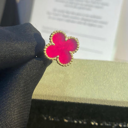 [Azure Tears Jewelry]NEW CLOVER PINK ENAMEL RINGS