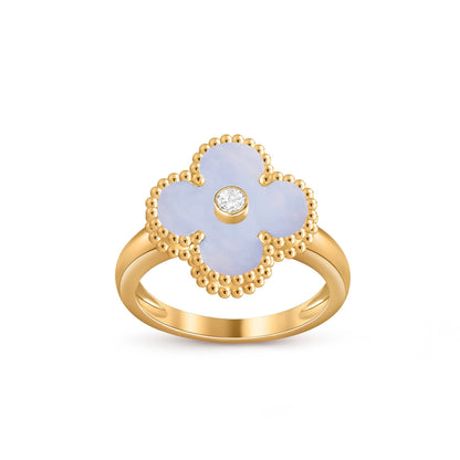[Azure Tears]LUCKY CLOVER ダイヤモンドアクセント ゴールドリングコレクション