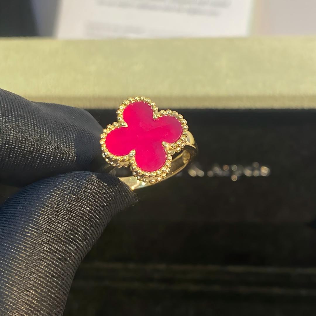 [Azure Tears Jewelry]NEW CLOVER PINK ENAMEL RINGS