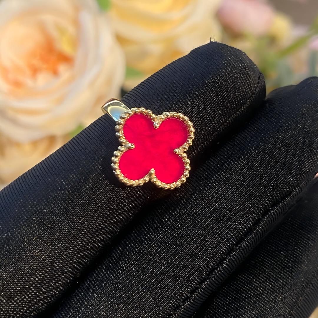 [Azure Tears Jewelry]NEW CLOVER PINK ENAMEL RINGS