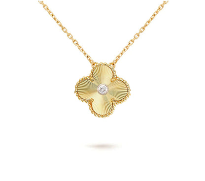 [Azure Tears]15MM CLOVER FLOWER DIAMOND PENDANT NECKLACE COLLECTION