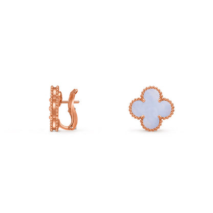 [Azure Tears]15MM CLOVER FLOWER STUD EARRINGS ROSE GOLD COLLECTION