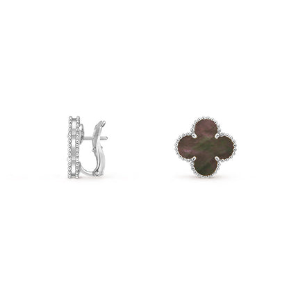 [Azure Tears]15MM クローバー フラワー スタッド イヤリング ホワイトゴールドコレクション