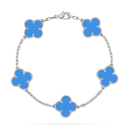 [Azure Tears]LUCKY CLOVER 5-MOTIV-ARMBAND – BLAUER ACHAT-KOLLEKTION
